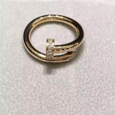 18K Yellow Gold Nail Ring No Gemstone , Simple Gold Ring With Diamond